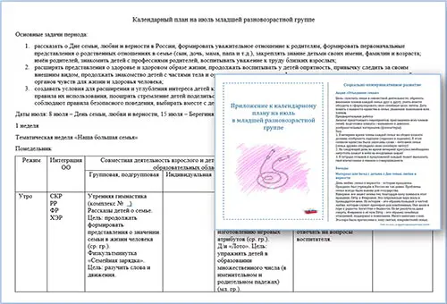 План воспитателя на июль в младшей разновозрастной группе