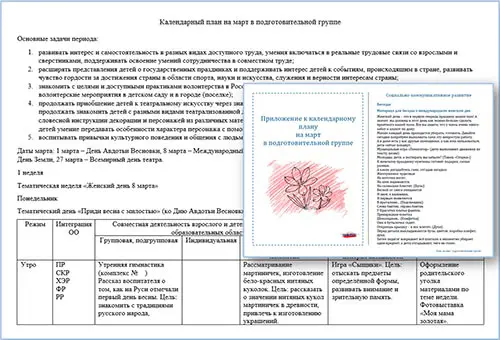 План воспитателя на март в подготовительной группе