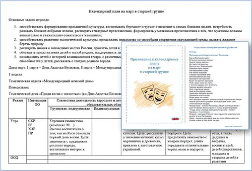 План воспитателя на март в старшей группе